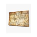 Camdan Tablo (707) Eski Dünya Haritası 4mm Dayanıklı Cam Tablo Temperli Cam, Old World Map Görsel 150 x 90