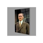 Camdan Tablo (742) Atatürk Portre Cam Tablo Hediyelik Büyük Tablo Ev Ofis Dekoru Görsel 85 x 130