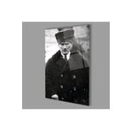Camdan Tablo (758) Atatürk Portre Cam Tablo Hediyelik Büyük Tablo Ev Ofis Dekoru Görsel 72 x 48