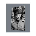 Camdan Tablo (845) Atatürk Portre Dikey Siyah Beyaz Cam Tablo Hediyelik Büyük Tablo Ev Ofis Dekor Görsel 36 x 24
