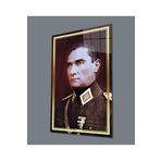 Camdan Tablo (861) Atatürk Portre Üniformalı Cam Tablo Hediyelik Büyük Tablo Ev Ofis Dekoru Görsel 36 x 24