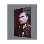 Camdan Tablo (905) Atatürk Üniformalı Portre Dikey Cam Tablo Hediyelik Büyük Tablo Ev Ofis Dekoru Görsel 36 x 24