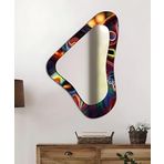 CAMDAN TABLO I Asimetrik Geometrik Renkli Dekoratif Duvar Aynası - Modern Tasarım-22 (110x70 cm)