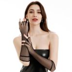 CAMDOM 1 çift siyah dantel uzun eldiven kadın Fishnet parmaksız eldiven cadılar bayramı Cosplay gotik tül eldiven, stil 05, One Size