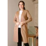 Camel Cepli Uzun Kollu Kadın Hırka 4341-2K5