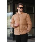 Camel Düğmeli Dik Yaka Erkek Şişme Mont E7435