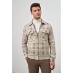Camel Örme Bebe Yaka Kendinden Desenli Yırtmaçsız Astarsız Slim Fit Classic Mont 1007245157