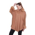 Camel ürk Detaylı Kaşmir Panço