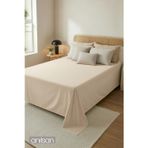 Camelia Tek/Çift Kişilik Düz Ranforce Lastiksiz Çarşaf - Bej %100 Pamuk