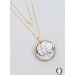 Cameo Italiano 18 Ayar Sarı Altın Kaplama 50 Cm Gümüş Broş Ve Kolye
