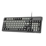 Camiysn Oyun Klavyesi, 98 Tuşlu Kablolu Sessiz Oyun Klavyesi, Retro Tuşlu 7 Renkli Arkadan Aydınlatmalı, Multimedya Tuşları, PC/Dizüstü Bilgisayar için Hayalet Önleyici Klavye, Siyah ve Gri