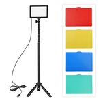 Camnoon USB LED Video Işık Kiti Fotoğraf Işığı 3200K-5600K 120 Parça Boncuklar 14 Kademeli Kısılabilir 148 cm Yükseklik Ayarlanabilir Tripod Standı 5 Filtre Video Live için Üçlü Soğuk Ayakkabı Montaj