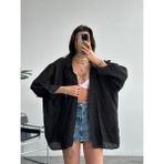 Camp Store Kadın Tensel Oversize Gömlek - Standart - Siyah
