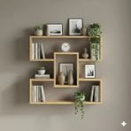 Çamsan Rafixa Bal Meşe MDF Simetrik Kanatlı Duvar Rafı - Modern Kitaplık - Standart
