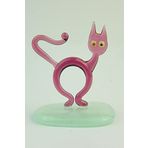 CAMZADE DEKORATİF EL YAPIMI CAM KEDİ BİBLO MOR