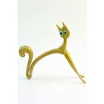 CAMZADE DEKORATİF EL YAPIMI CAM KEDİ BİBLO SARI