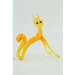 CAMZADE DEKORATİF EL YAPIMI CAM KEDİ BİBLO TURUNCU
