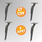 Can Aksesuar 17 cm Metal Tabanca Ayak Koltuk Ayağı Mobilya Ayağı Ünite Ayağı Konsol Ayağı Puf Berjer Ayağı ( 4 Adet ) - Krom