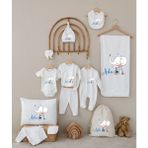 Can Baby Bisiklet Fil Tasarımları - 12LI Organik Hastane Çıkış Seti - Ekru - 0 - 3 Ay