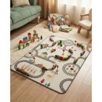 Can Mats 100×140 Arabalı Oyun Matı – Silinebilir, Kaymaz, 0.7 cm Kalınlık, Soğuğu Keser, Su Geçirmez | Bebek Oyun Halısı, Hijyenik - Beyaz - Mavi - 100 x 140 cm