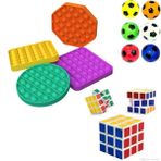 Can Popüler Set Popit Sabır Rubik Küpü ve Stres Topu - Renkli