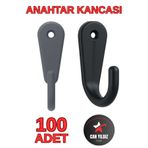 Can Yıldız Plastik 100 Adet Siyah Plastik Anahtar Kancası Anahtarlık Kanca