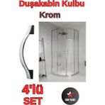 Can Yıldız Plastik Lüks Krom Oval Ay Kulp Duşakabin Kulbu Krom Duş Kulp 4 Adet Dörtlü Set Lüx