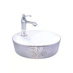 Çanak Lavabo Beyaz Gri Yuvarlak Çanak Lavabo Banyo Seramik Lavabo 43X43 Armatür Hariçtir