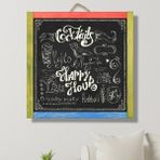 Çanakcı Ahşap Ev Dekorasyon Ahşap Yazı Tahtası Kara Tahta Duvar Süsü Duvar Dekoru 60 x 60 cm - Karışık-Çok Renkli