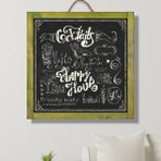 Çanakcı Ahşap Ev Dekorasyon Ahşap Yazı Tahtası Kara Tahta Duvar Süsü Duvar Dekoru 60 x 60 cm - Yeşil - Renk