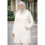 Cananca Tekstil Tesettür Kapüşonlu Fermuarlı Sweatshirt – Uzun Tunik Form, Cepli, Günlük ve Spor Kullanım