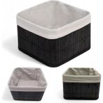 Canarino Bambu Çok Amaçlı Saklama Kutusu Düzenleyici Kare Organizer, Dekoratif Bambu Düzenleyici Siyah (20X20X13CM) - Option-1