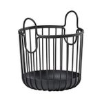 Canarino Inu Saklama Sepeti, Mutfak, Banyo, Çocuk Odası, Ev Ofis Için Küçük Saklama Sepeti, Metal, Çap 10,5 Cm, Yükseklik 13,5 Cm, Siyah - Kestane Akaju - Option-1