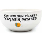 Canarino Kahrolsun Pilates Yaşasın Patates Beyaz Seramik Kase - Hediye Seramik Kase - Option-1