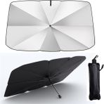 Canarino Nkt Group (7871) Araba Ön Cam Güneşlik Katlanabilir Güneşlik Şemsiye Ön Cam Gölgelik Büyük Boy 75 cm x 135 cm ile Uyumlu - Option-1 - 1BW-Beyaz