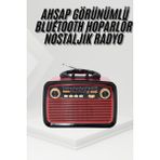 Canarino Nostalji Radyo Bluetooth Hoparlör Usb-Sd Kart Giriş LED Fener Işıklı Bataryalı Pilli