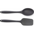 Canarino Silikon Kaşık & Pişirme-Servis Kaşığı (Pilav Kaşığı/kürek Spatula) Seti – Dayanıklı, Çizmez, Askılı Tek Parça Tasarım (Gri) - Option-1
