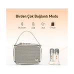 Canarino Songbird Ultra 100W Çift Mikrofonlu Karaoke Bluetooth Hoparlör, Taşınabilir Ses Bombası, 8 Saate Varan Çalma Süresi, Kablosuz, Tf/aux/usb/bluetooth5.2, Beyaz - 01-Siyah