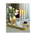 Canbay Store 2 Adet Aden Aynalı Duvara Asılabilen Dekor Ve Kahve Sunumluk Gold Tepsi 12x30 cm