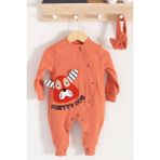 Candar 3-6-9-12-18 Ay Kız Bebek Tulumu Pretty Dog Nakışlı Bandanalı %100 Pamuk Kiremit - 9 - 12 Ay