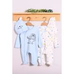 Candar 3-6 Ay Mini Jungle Aslan Desenli Erkek Bebek 4'lü Tulum Seti Mavi - 3 - 6 Ay