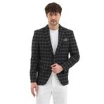 Candido Erkek Siyah Poliviskon Kumaşlı Slim Fit Mono Yaka Spor Blazer Ceket Siyah 56