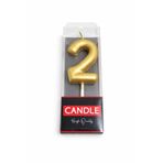 Candle 2 YAŞ GOLD RAKAM MUM DOĞUM GÜNÜ PASTA MUMU 12cm