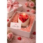 Candle d'amour – Kalp Detaylı Romantik Gül-Vanilya Kokulu Dekoratif Mum- Kokulu Soya Mum-Hediyelik