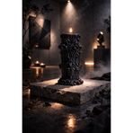 Candle Mystic Pillar, Gizemli Sütun, Dekoratif Karanfil Kokulu 2 Adet Siyah Mum & Kandil