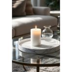 Candle Vase El Işçiliği Hand Made Kütük Silindir Mum Beyaz Renk 5 cm Genişlik 12,5 cm Uzunluk Kahve Aroması Kokulu - 12,5 cm Kahve