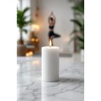 Candle Vase El Işçiliği Hand Made Kütük Silindir Mum Beyaz Renk 5 cm Genişlik 25 cm Uzunluk Vanilya Kokulu - 25 cm Vanilya