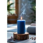 Candle Vase El Işçiliği Hand Made Kütük Silindir Mum Lacivert Renk 5 cm Genişlik 12,5 cm Uzunluk Kahve Aroması Kokulu - 12,5 cm Kahve