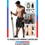 CandyShine ® 12 Parça Deluxe Profesyonel Lateks Premium Kalite Fitness Kondisyon Spor Aleti Direnç Lastiği Set - Çok Renkli