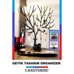 CandyShine Geyik Tasarım Takı Standı Çok Amaçlı Düzenleyici Organizer Yüzük Küpe Kolye Mücevher Organizer Siyah